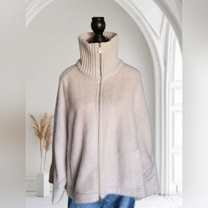 D. EXTERIOR Cream Wool Blend Cowl Neck Teddy Jacket for Women Size S
